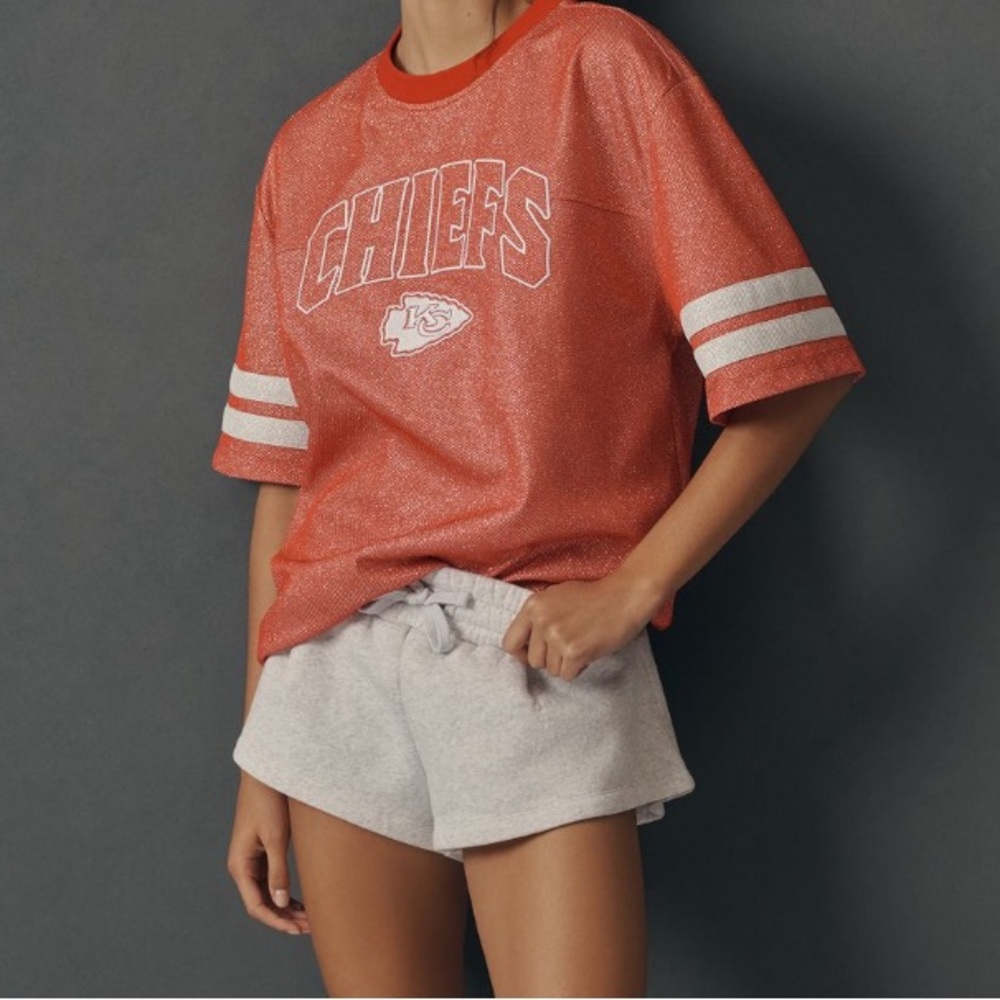 Anthropologie Sparkling Red Chiefs Jersey Top